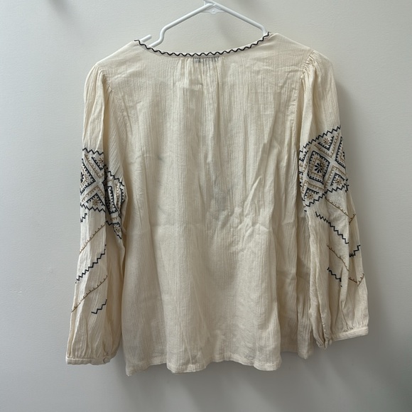 Madewell cream gauze long sleeve embroidered top, size M - Picture 5 of 6